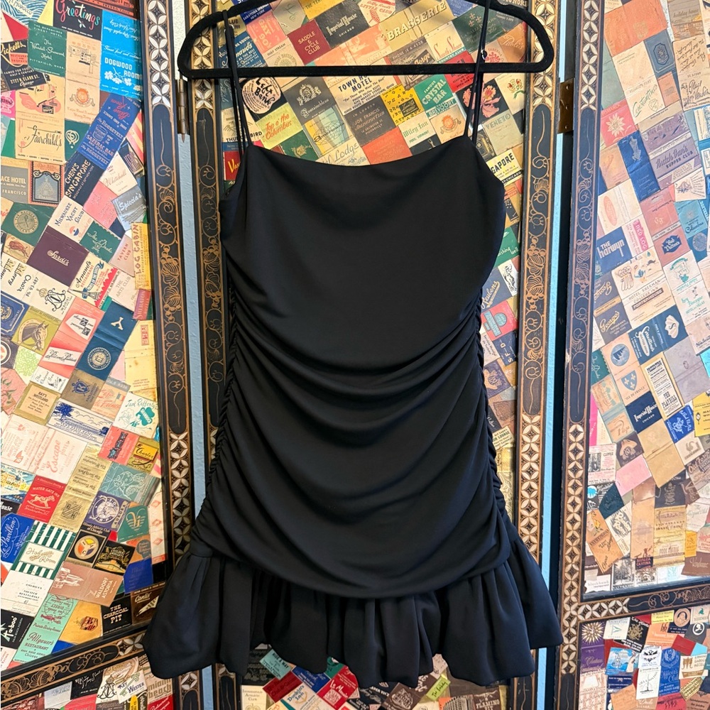 Zara Black Ruched Mini Dress